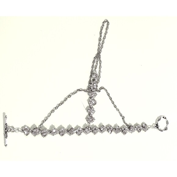 Beautiful  Handmade By Me Clear Fancy Rhinestone Slave bracelet or hand flower - Picture 2 of 8